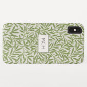 Vintage groene wilgenbladeren monogram Case-Mate iPhone case (Achterkant (horizontaal))