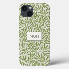 Vintage groene wilgenbladeren monogram Case-Mate iPhone case