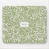 Vintage groene wilgenbladeren monogram muismat (Voorkant)