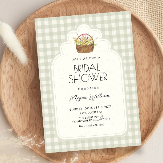 Vintage groene zachte bruidsshower kaart