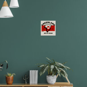 Vintage Groenland Kaart Logo - Arctische Zon Est.  Poster