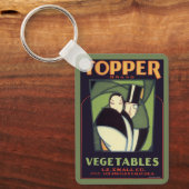Vintage Groente Topper Label, Art Deco Romance Sleutelhanger (Voorkant)