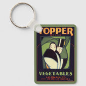 Vintage Groente Topper Label, Art Deco Romantiek Sleutelhanger (Voorkant)