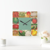 Vintage groenten en fruit vierkante klok (Huis)
