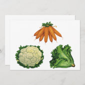 Vintage groenten; wortelen, bloemkool, sla (Voorkant / Achterkant)