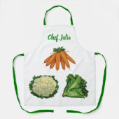 Vintage groenten; wortelen, bloemkool, sla schort (Voorkant)
