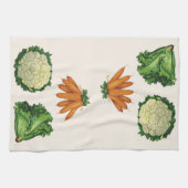 Vintage groenten; wortelen, bloemkool, sla theedoek (Horizontaal)