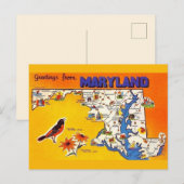 Vintage groet uit Maryland Briefkaart (Voorkant / Achterkant)