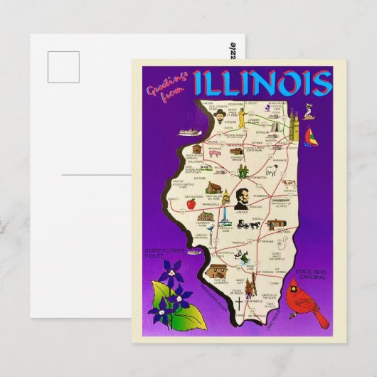 Vintage groeten uit Illinois  Briefkaart (Voorkant / Achterkant)