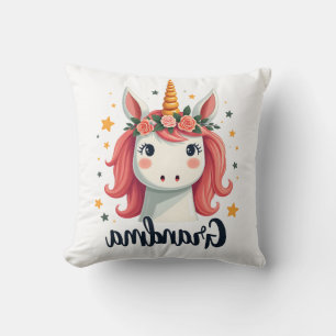 Vintage Grootmoeder Eenhoorn Bloemenkroon Cute Mag Kussen