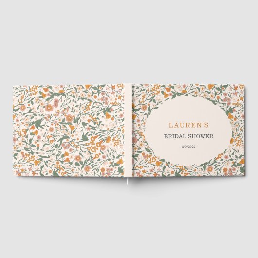 Vintage Groovy Boho Bloem Bruidsfeest Gastenboek (Volledig)