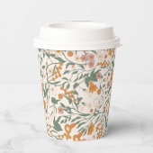 Vintage Groovy Boho Bloem Bruidsfeest Papieren Bekers (Achterkant)