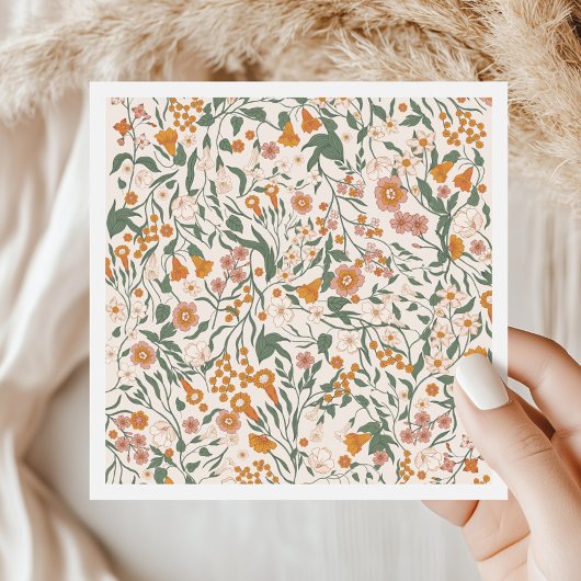 Vintage Groovy Boho Bloem Bruiloftsfeest Servet