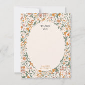 Vintage Groovy Boho Bloem Bruiloftsontvangst Bedankkaart (Voorkant)