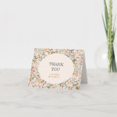Vintage Groovy Boho Bloemachtige Bruiloft Feest Bedankkaart (Voorkant)