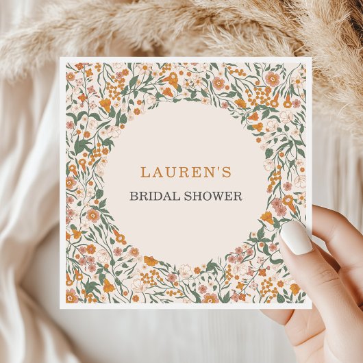 Vintage Groovy Boho Wilde Bloemen Bruiloftsfeest Servet