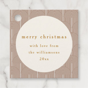 Vintage Groovy Geometrische Lijnen Custom Kerstmis Bedankjes Labels