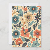 Vintage Groovy Retro Bloemige Bruiloft Kaart (Achterkant)