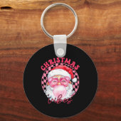 Vintage Groovy Santa Claus Christmas Vibes Womens Sleutelhanger (Voorkant)