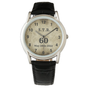 Vintage grote 60e verjaardag initiaal horloge