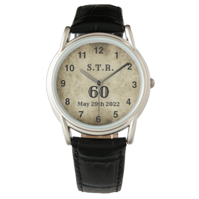 Vintage grote 60e verjaardag initiaal horloge (Voorkant)