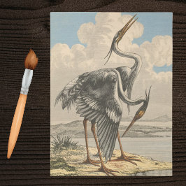 Vintage Grote Blauwe Reiger Dramatische Ornitholog Tissuepapier