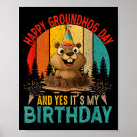 Vintage Groundhog Dag En Mijn Verjaardag Knaagdier