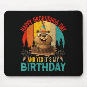 Vintage Groundhog Day En Mijn Verjaardag Knaagdier Muismat