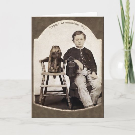 Vintage Groundhog Day Kaart (Voorkant)