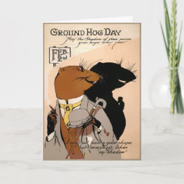 Vintage Groundhog Day-schaduwkaart Feestdagen Kaart