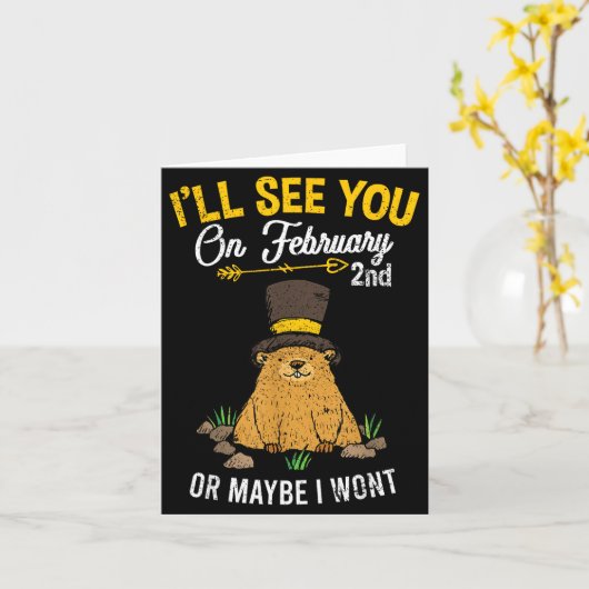 Vintage Groundhogdag 2 februari-viering  Kaart (Gele Bloem)