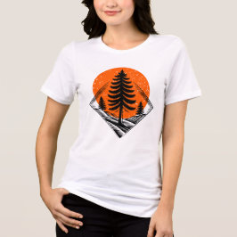 Vintage Grove Dennenbos Zonsondergang T-Shirt
