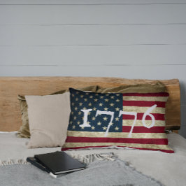 Vintage Grunge Amerikaanse Vlag 1776 Buitenkussen