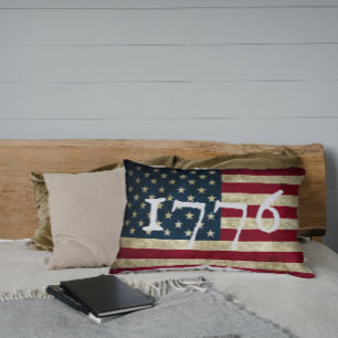 Vintage Grunge Amerikaanse Vlag 1776 Buitenkussen