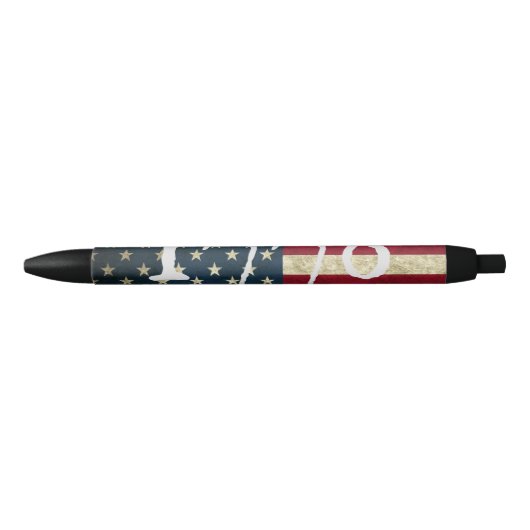 Vintage Grunge Amerikaanse Vlag 1776 Zwarte Inkt Pen (Voorkant)