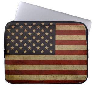 Vintage Grunge Amerikaanse Vlag Laptop Hoes