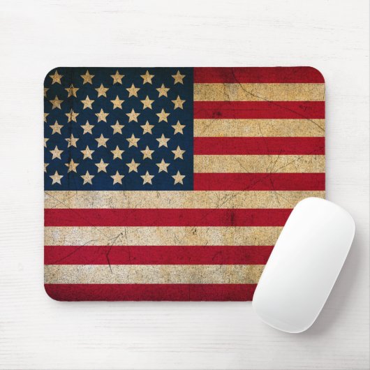Vintage Grunge Amerikaanse Vlag Muismat (Met muis)