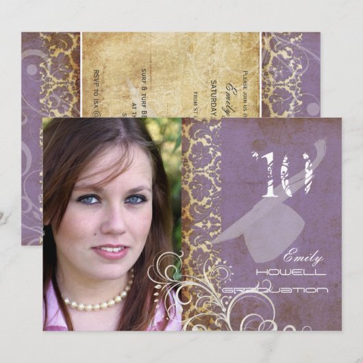 Vintage/grunge/demper/Afstuderen Kaart (Voorkant / Achterkant)