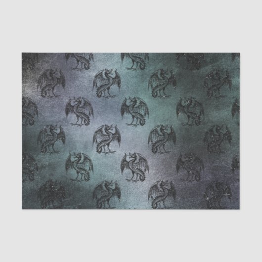 Vintage Grunge Draak Patroon Tissuepapier (Voorkant)