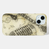 Vintage Grunge Gitaar en Microfoon iPhone Hoesje (Achterkant (horizontaal))