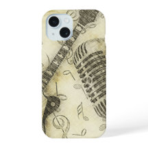Vintage Grunge Gitaar en Microfoon iPhone Hoesje