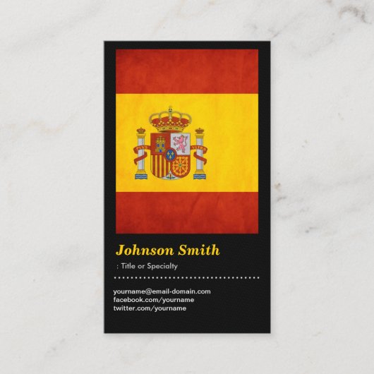 Vintage Grunge Spain Flag — Bandera de España Visitekaartje (Voorkant)