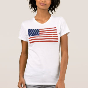 Vintage Grunge Stijl Amerikaanse Vlag Dames T-Shir T-shirt