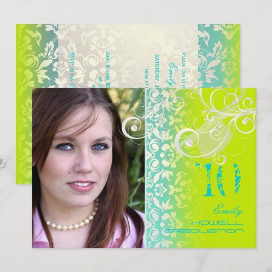 Vintage/grunge/Swirls/Damascus/Afstuderen Kaart (Voorkant / Achterkant)