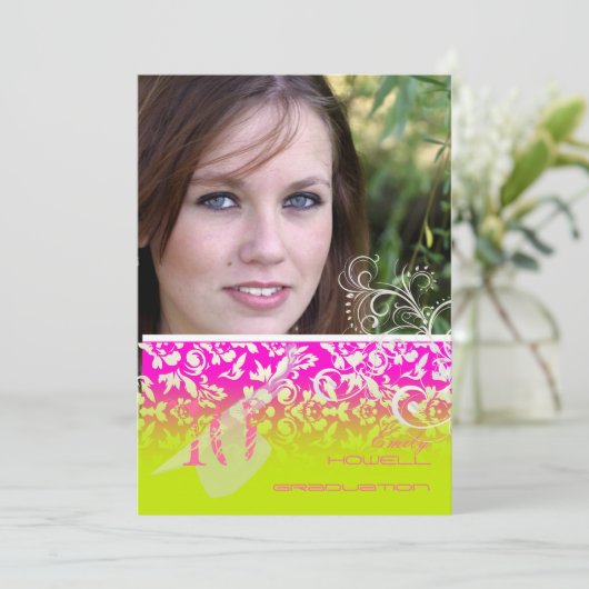 Vintage/grunge/Swirls/Damascus/Afstuderen Kaart (Staand voorkant)