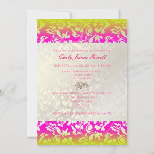 Vintage/grunge/Swirls/Damascus/Afstuderen Kaart (Achterkant)