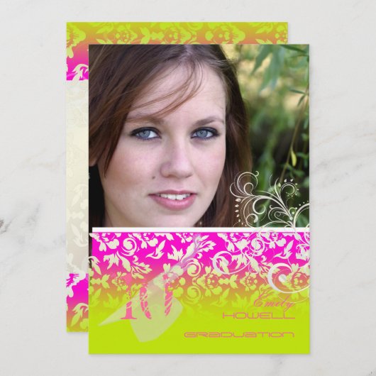 Vintage/grunge/Swirls/Damascus/Afstuderen Kaart (Voorkant / Achterkant)