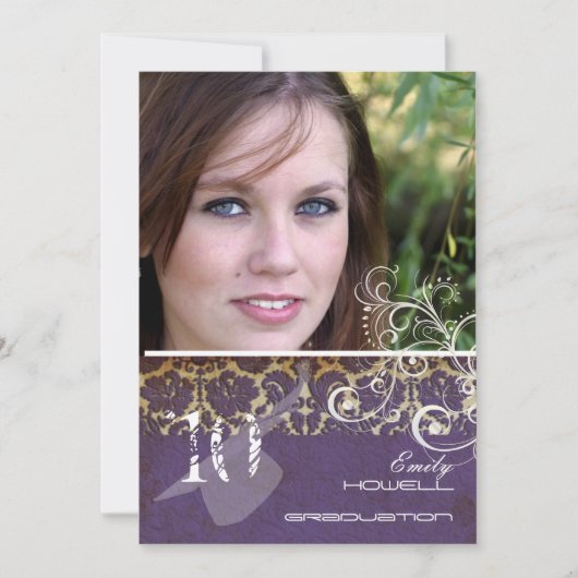 Vintage/grunge/Swirls/Damascus/Afstuderen Kaart (Voorkant)