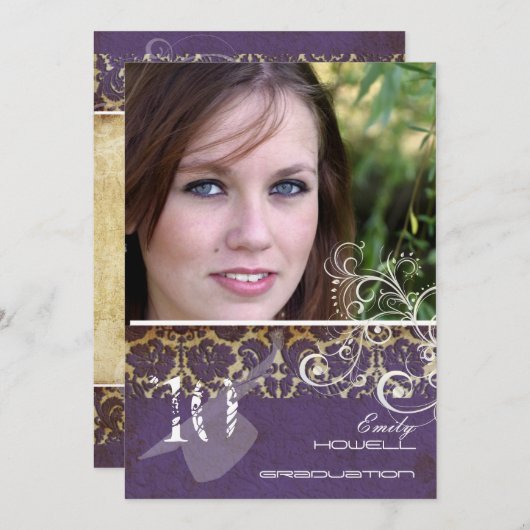 Vintage/grunge/Swirls/Damascus/Afstuderen Kaart (Voorkant / Achterkant)