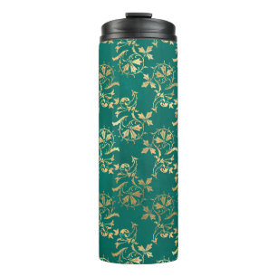 Vintage Grunge Turquoise en Gouden Loof Thermosbeker